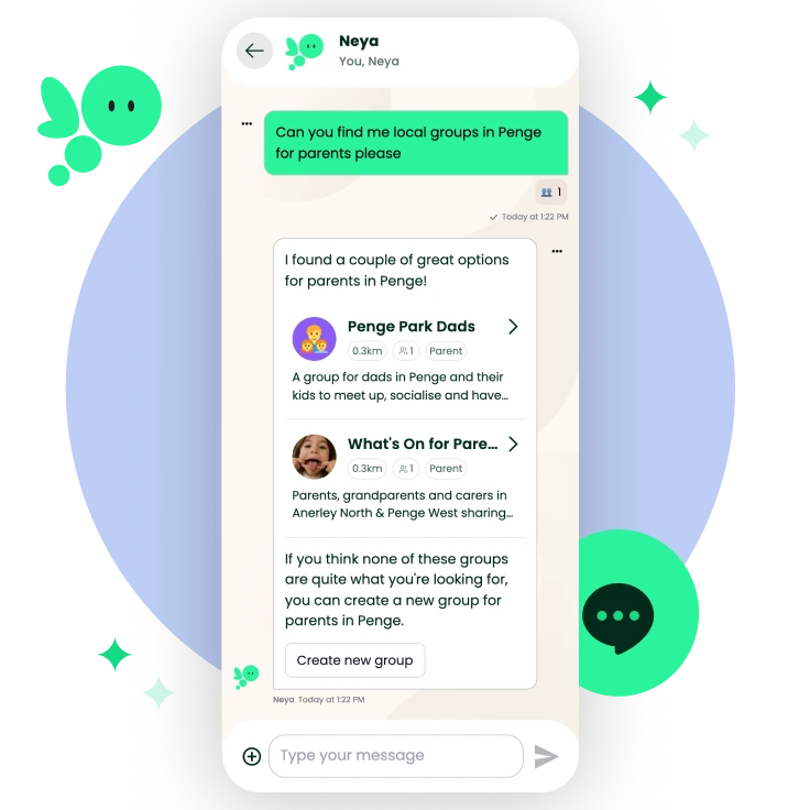 Neya assistant screen in the app